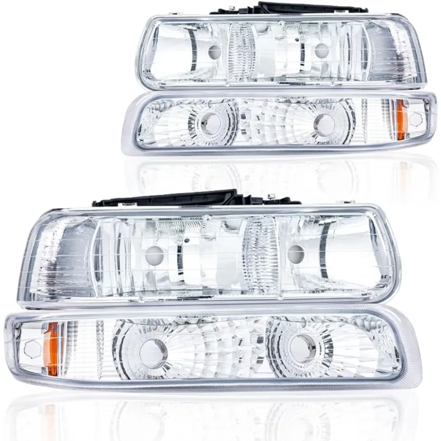 

Фара в сборе, совместимая с Chevy Silverado 1500 2500 20012002 Silverado 1500HD 2500HD 3500HD, хромированный корпус Am