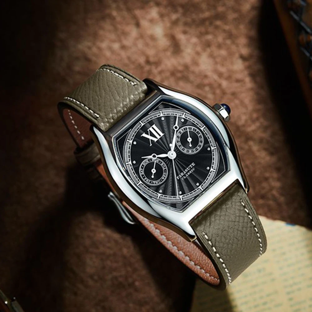 FARASUTE Casual Japan VH64 Quartz Movement Wristwatch For Men Retro Week Calendar Sports Watches Sapphire Glass Waterproof Reloj