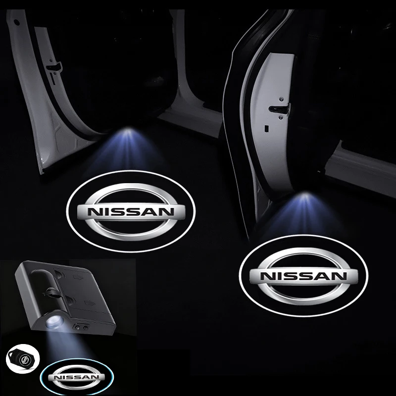Car door LED decoration wireless welcome light sign projector for Nismo Nissan Juke Tiida Teana GTR 350Z 370Z 240SX Fairlady view 6