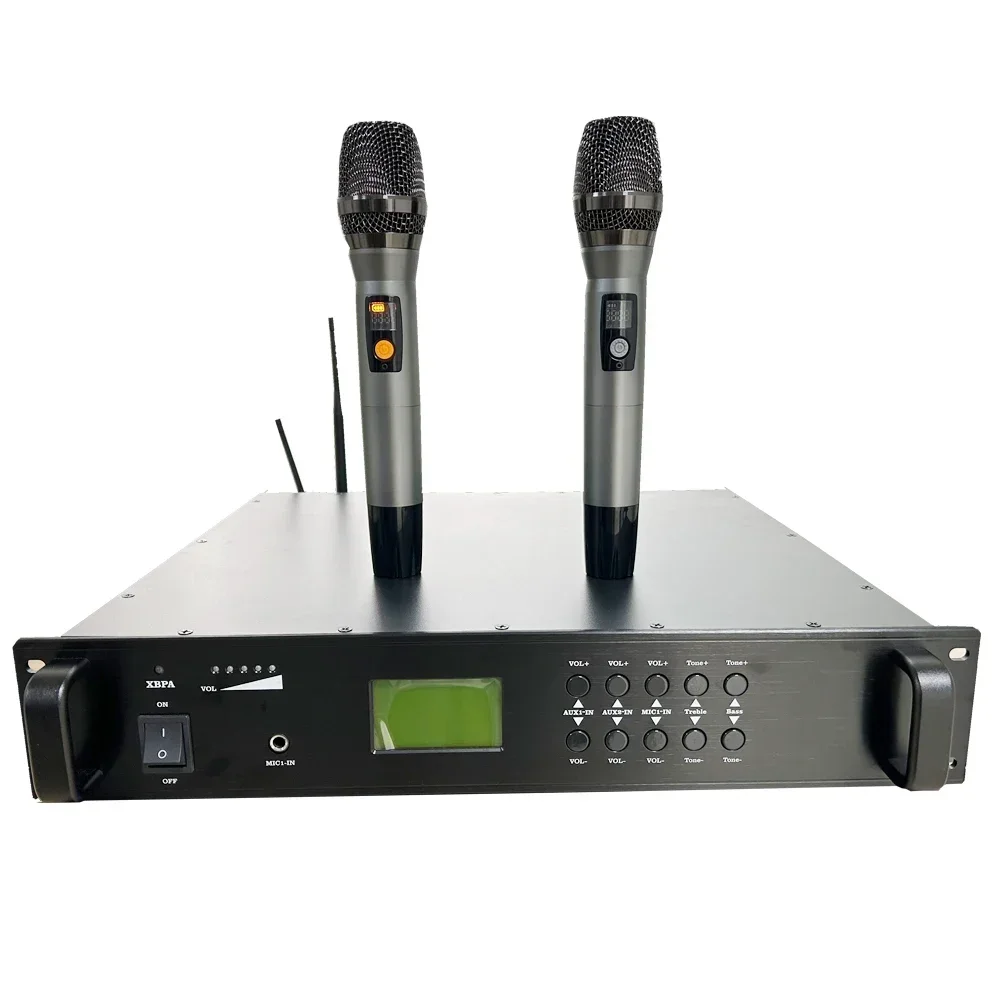 

Professional Public Broadcasting System Power Amplifier Output 100V/4-16 OHM With 2 Wireless Microphones 100 Meters Away