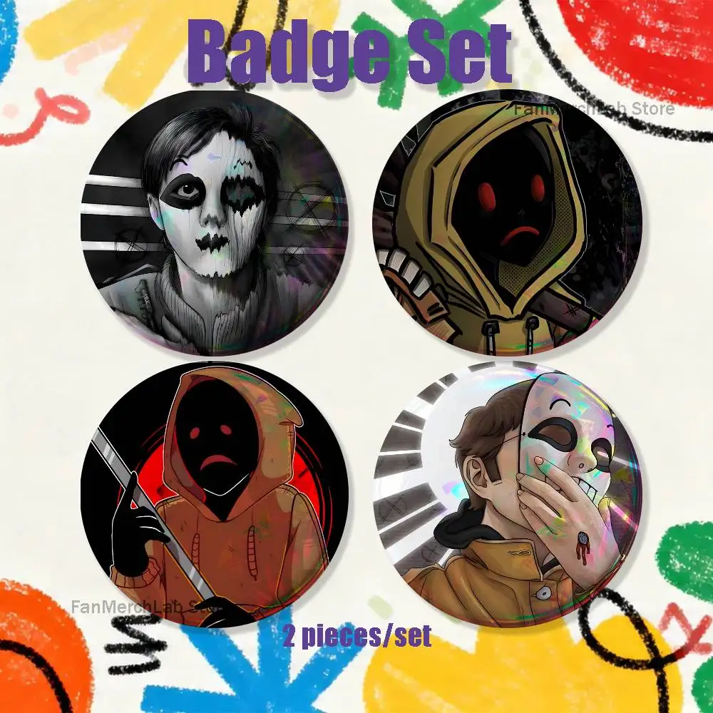 Operator MH Marble Hornets Brooches for Backpack Accessories 25,32,44,58,75mm Round Enamel Pins 2-piece set Cartoon Anime Badge