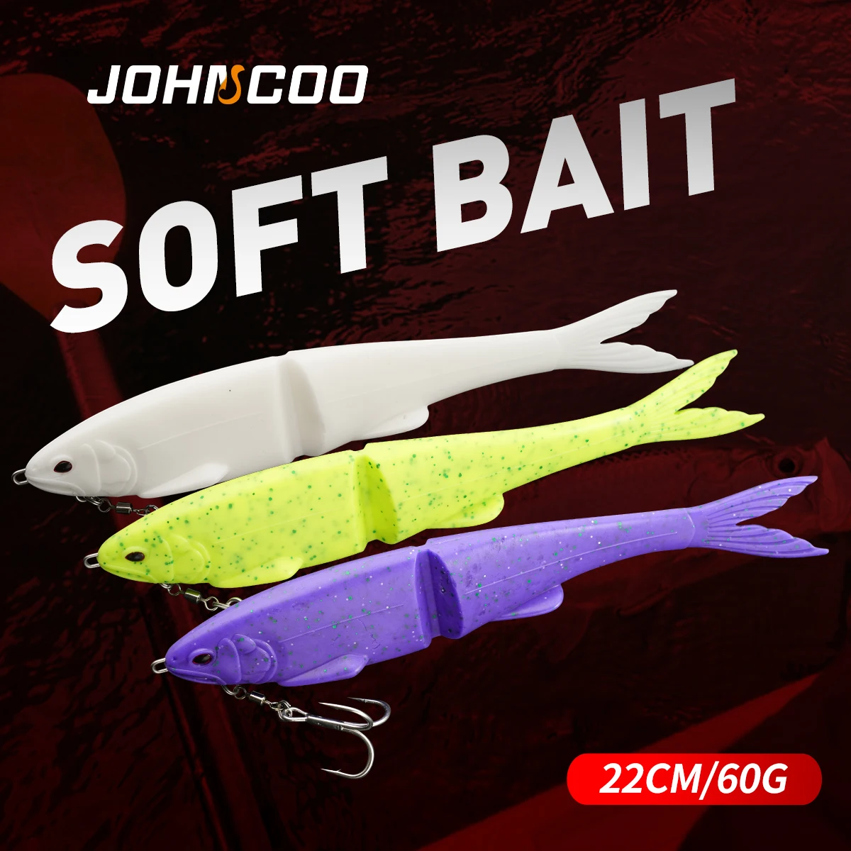 Leurre de pêche souple de 220 mm, 60 g, grande taille, à coulée lente, pour la pêche au prédateur