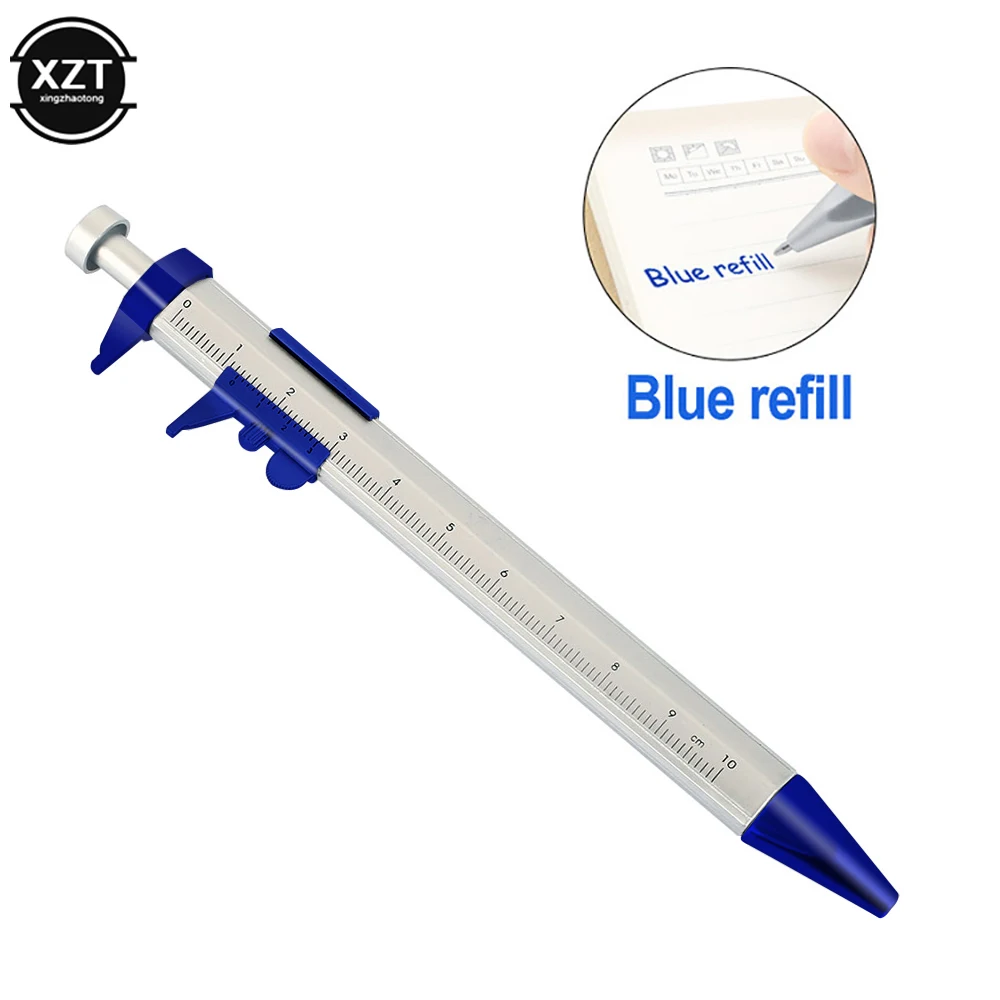 1PCS 0-100mm Multifunction Gel Ink Pen Vernier Caliper Roller Ball Pen Stationery Ball-Point Blue Refill Vernier Caliper Tools