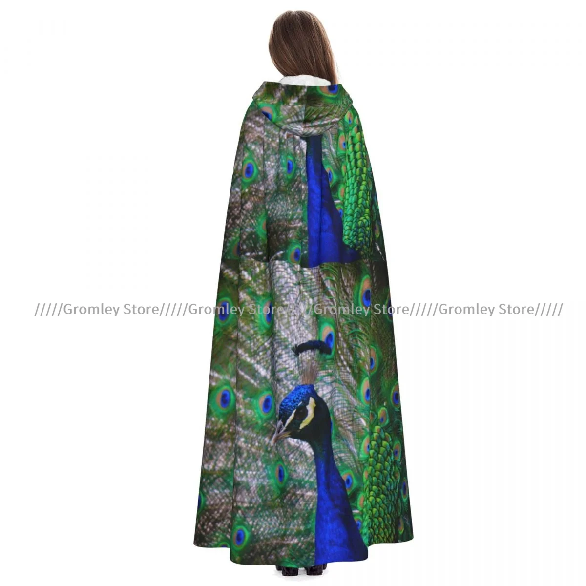 

Взрослый красивый павлин с перьями плащ накидка с капюшоном средневековый костюм ведьмы Викка вампир костюм на Хэллоуин платье пальто