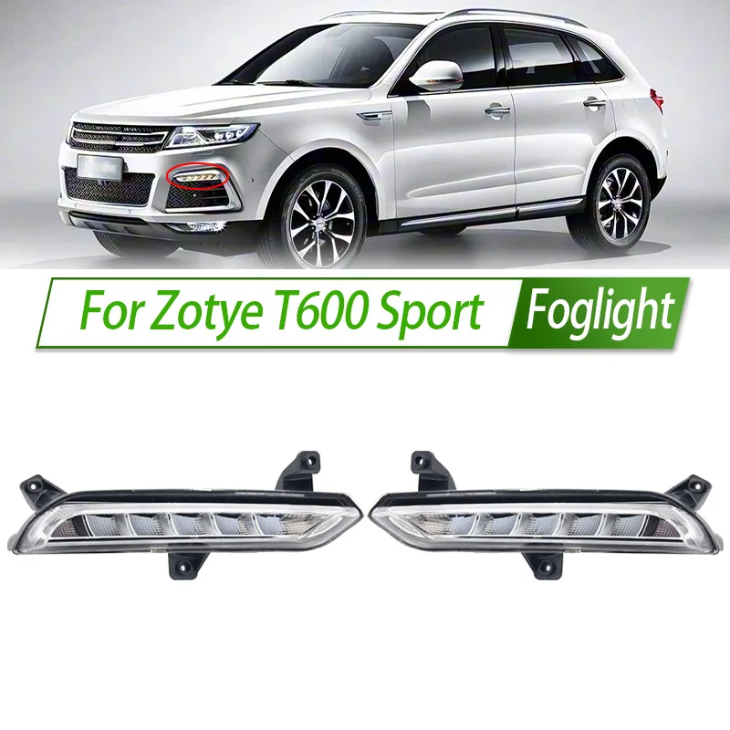 

For Zotye T600 Sport LED Foglight Fog Light Assembly DRL Day Running Lamp Front Bumper Kit Replacement with Waterproof Housing