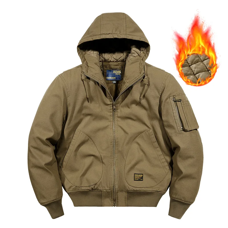 New Fashion Men Hooded Thicker Winter Dowm Jackets Man Multiple Pockets Casual Cargo Jackets Male Loose Bomber Jackets Coats 5XL