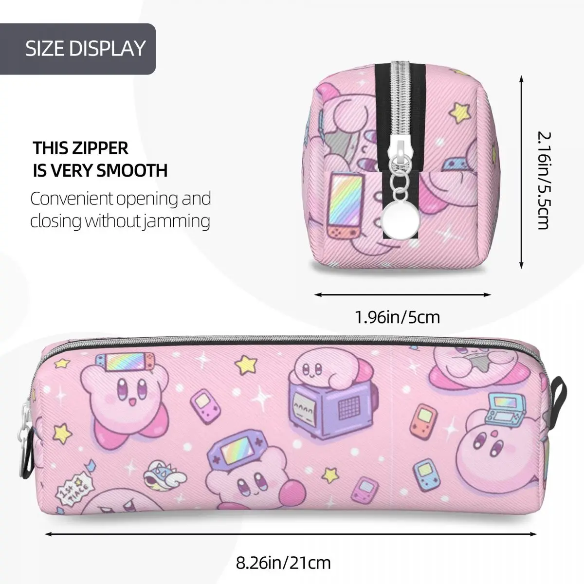 Imagem -04 - Bonito Kirbys Kawaii Gamer Lápis Estojo Caixa de Caneta para Estudante Grandes Bolsas de Armazenamento para Estudantes Papelaria Presente Novo