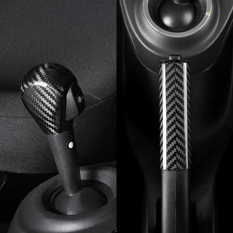 

Для Smart 453 Fortwo Forfour: накладка на ручку КПП и ручник из карбона, защитный чехол для рычага переключения передач, аксессуары для стайлинга автомобиля