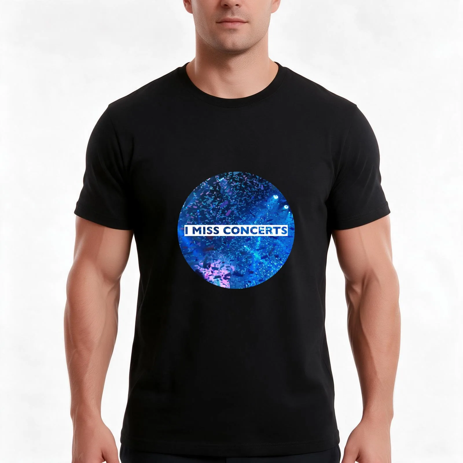 i miss concerts!! with concert confetti! [100% of proceeds go to Crew Nation] T-Shirt, Summer Casual Cotton Tee, 100% Cotton