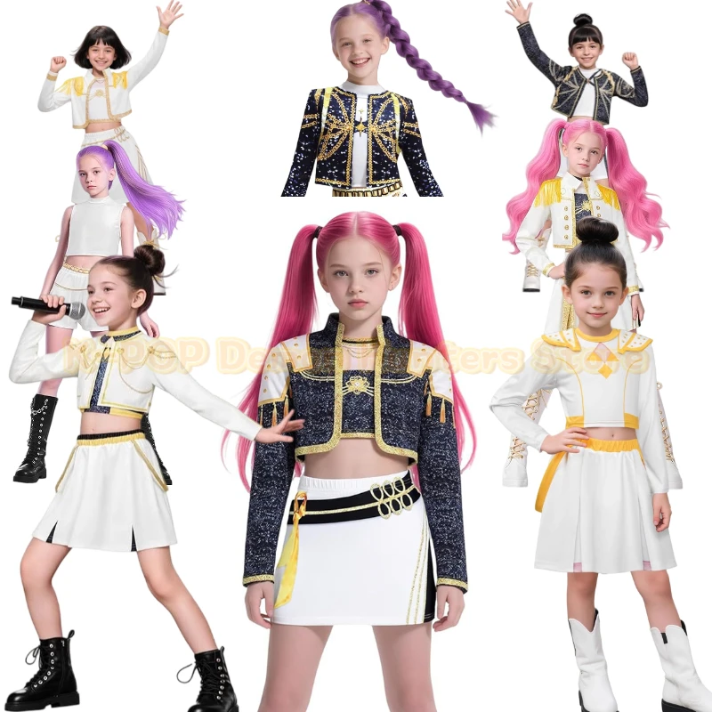 

2025 New Movie K-Pop Mira Rumi Zoey Demon Hunters Cosplay Costume for Girl Halloween Stage 3D Printed Pattern Role Play Clothes
