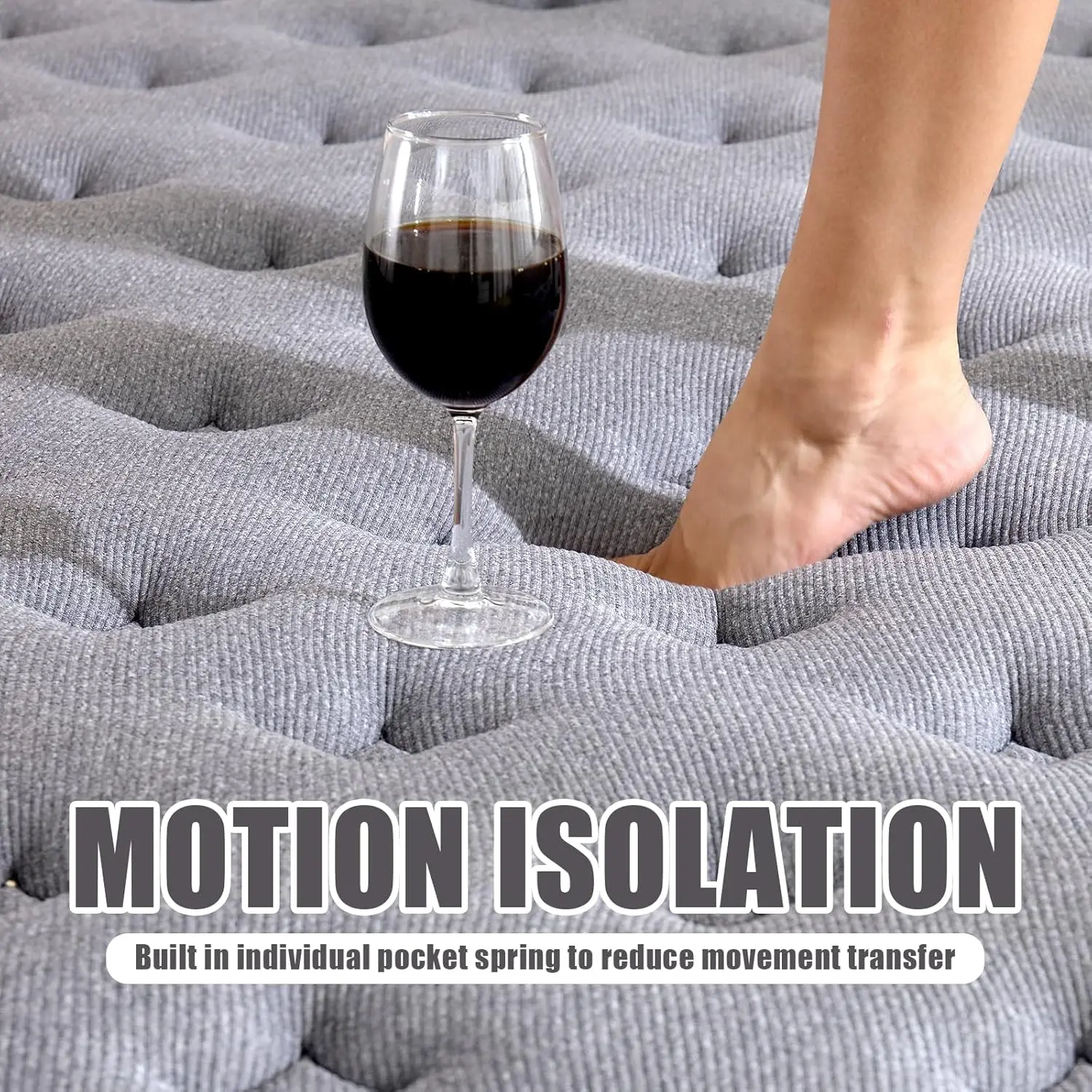 Colchão híbrido de espuma viscoelástica de 12 polegadas em uma caixa com molas de bolso, alívio de pressão, respirável e durável, certificado CertiPUR-US