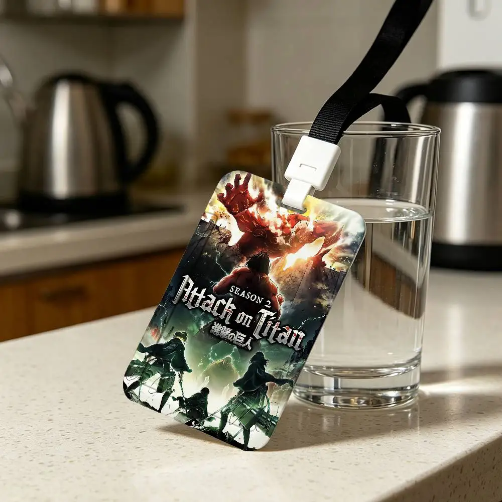 A-Attack On Titans Card Holder Neck Strap Pendant Door Badge Holder Lanyards Keychain Work Credential Case Gift