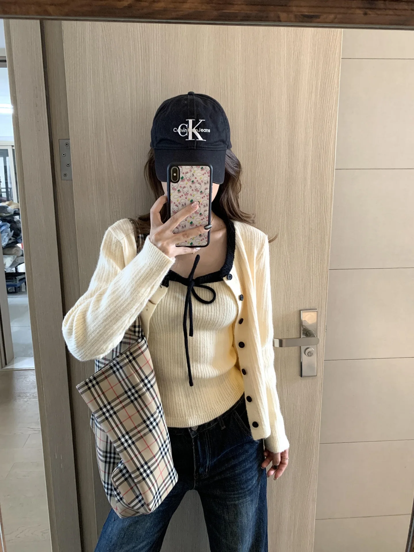 

Sweet Heart Ripple Knitted Set Casual Sle Long Sve Inner Wear Outerwear Cardigan Two-Piece Suite Lady's Wear Autumn Season