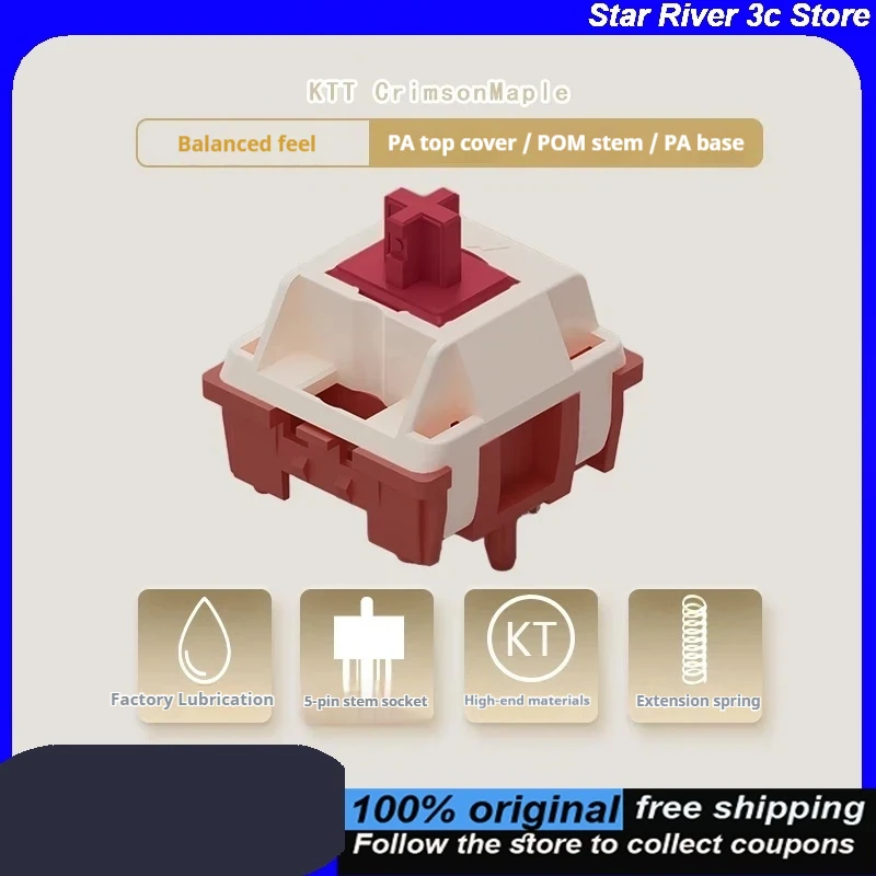 

Механический переключатель клавиатуры KTT CrimsonMaple, сбалансированное ощущение, полноклавишный переключатель игровой и офисной клавиатуры с возможностью горячей замены для компьютеров