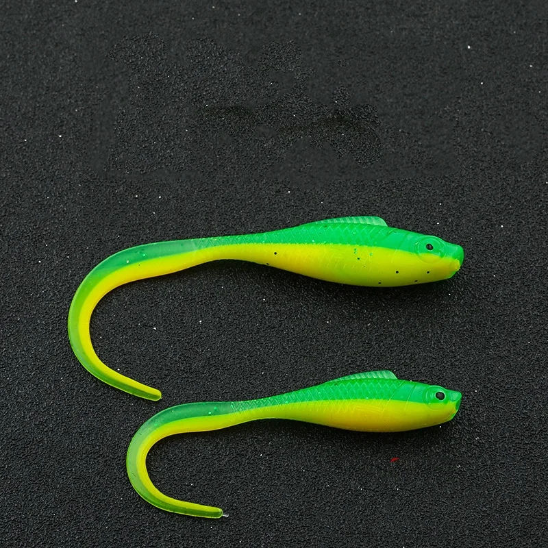 Angelköder, Sichelschwanz, weicher Köder, 5,5 cm, 6,5 cm, interne Laser-Pailletten, zum Fügen von Salz, Fischgeruch, Wurm, Kunstköder, Lot 6 Stück – Detail 10