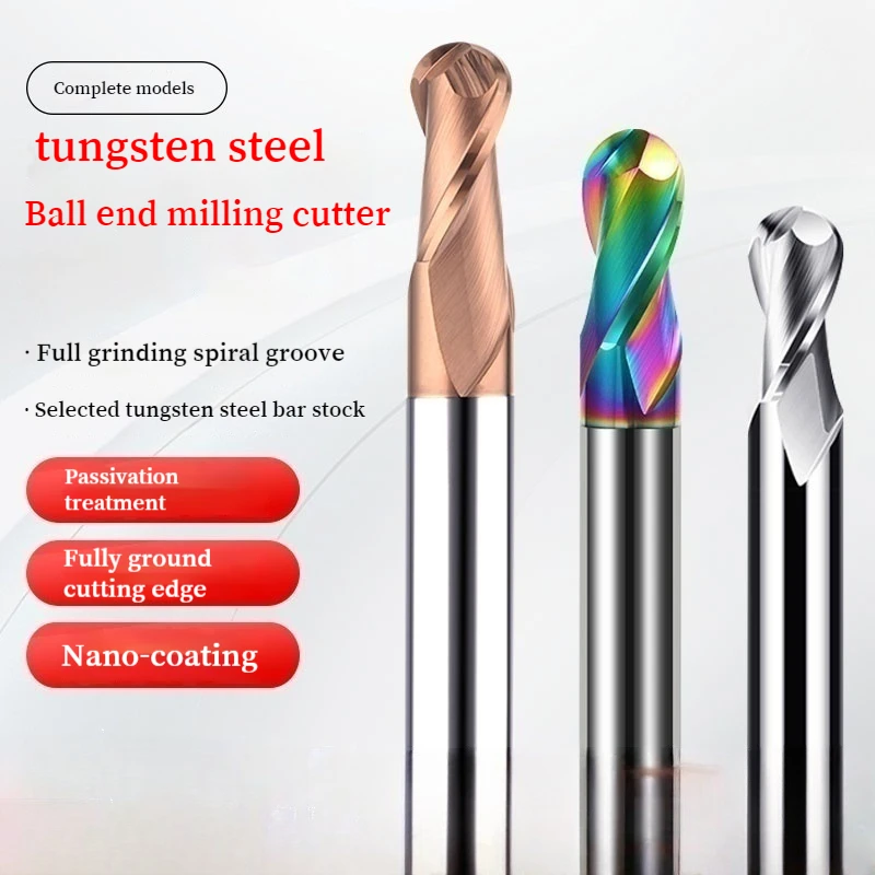 

HRC45 55 65 2 Flute Ball End Mill Tungsten Carbide Cutter CNC Router Bit Milling Tool R0.5 6mm 8mm 10mm METAL MILLING CUTTER