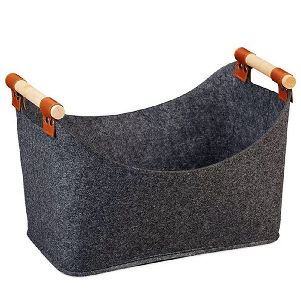 ตะกร้าไม้พับเก็บได้ความจุขนาดใหญ่กล่องฟืนขนาด45x32x40ซม. ตะกร้าเก็บเสื้อผ้าสำหรับเตาผิงและเตาไม้