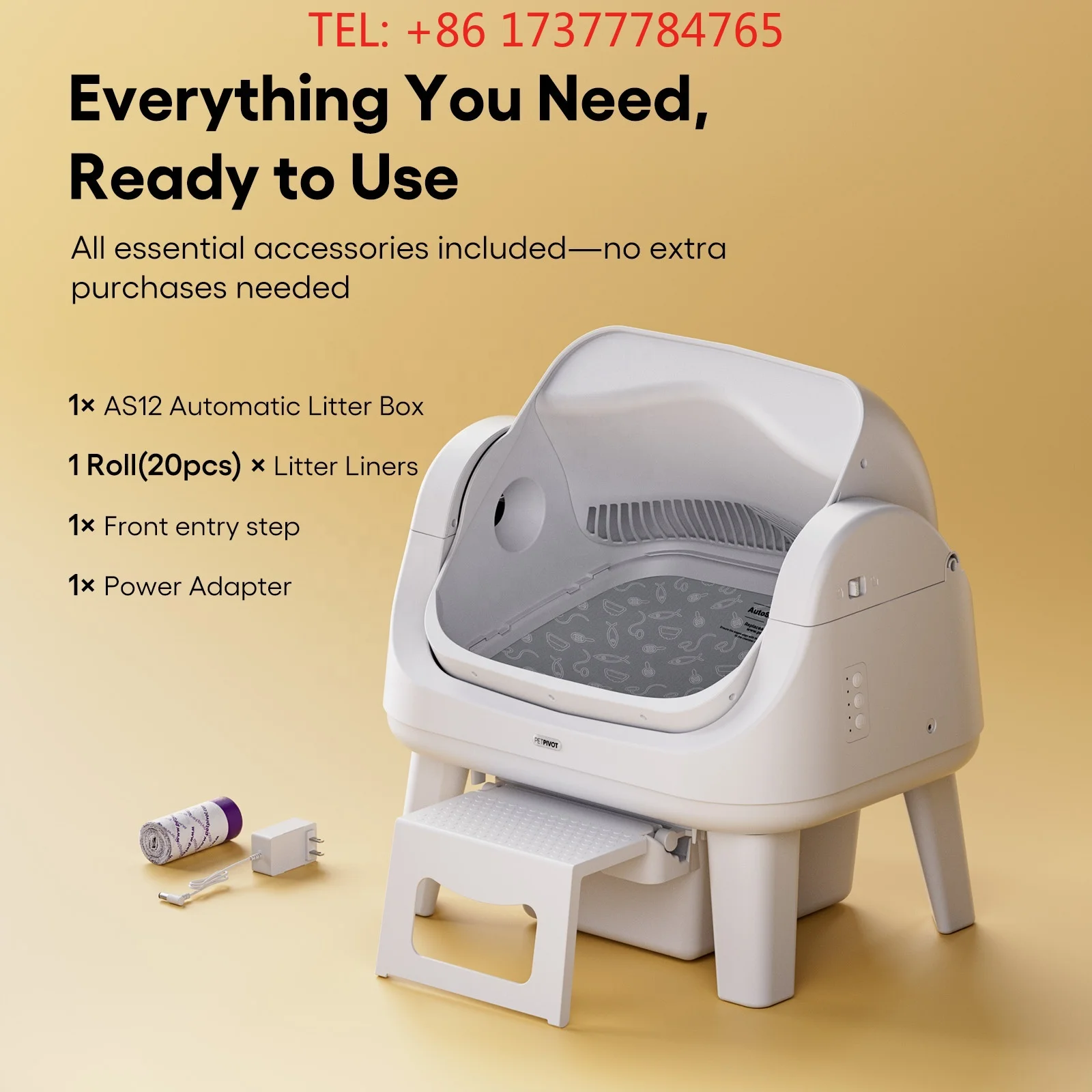 For AS 12-White Smart Automatic Eco-Friend Plastic Cat Box 10 kg Large Capacity 5.5 L Chamber Easy Clean Odor Control