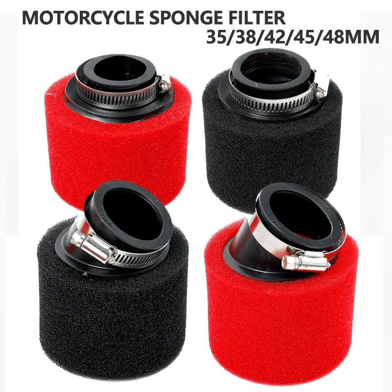 Black and Red Foam Air Filter 35mm 38mm 42mm 45mm 48mm Sponge Cleaner Moped Scooter Dirt Pit Bike Motorcycle