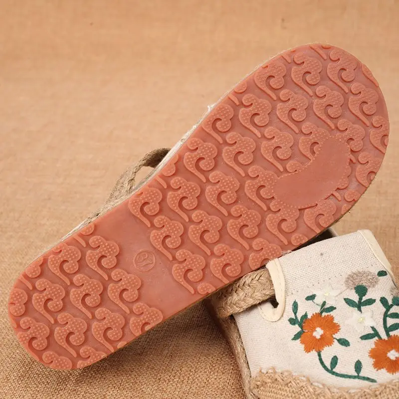 2024 spring women flat-heeled low-top embroidered shallow-mouth shoes literary ethnic women's shoes linen casual shoes