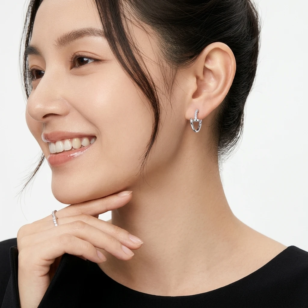 KFVANFI Classic Clou Design Moissanite Hoop Earrings 925 Sterling Silver White Gold Plated D Color VVS1 GRA Certified for Women