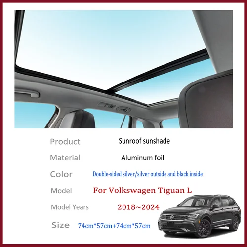 Imagen 2 del producto Parasoles para techo solar de coche, para VW Volkswagen Tiguan L 2018 ~ 2024 MK2, tragaluz automático, protector solar para techo, aislamiento térmico, accesorios Anti-UV