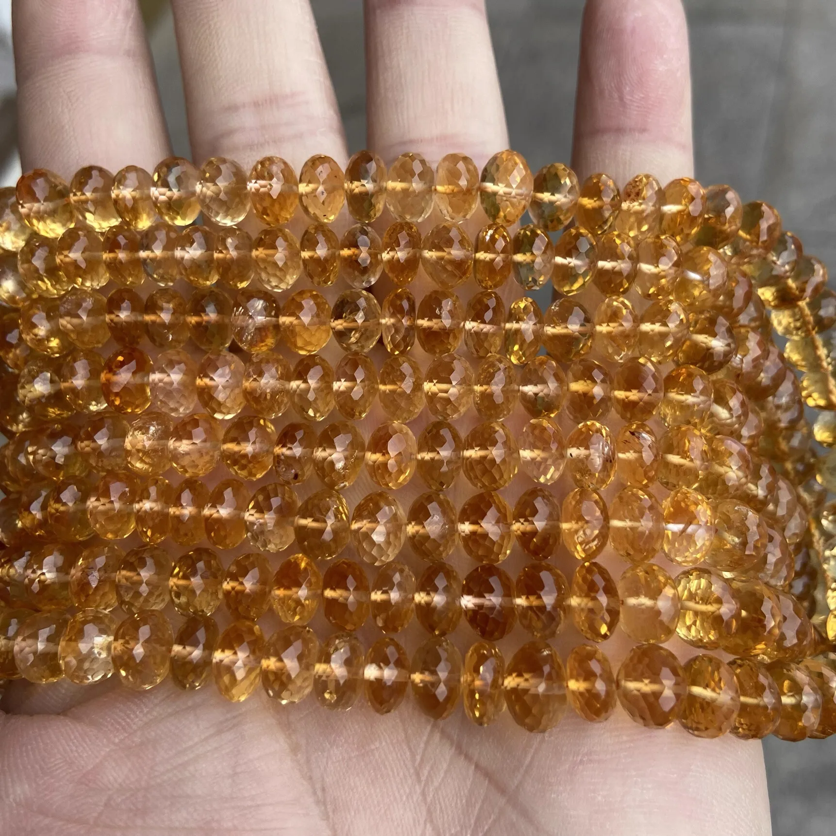 7A السترين الأصفر roundelle 6-10 مللي متر بالجملة لقلادة المجوهرات DIY 38 سنتيمتر الخرز فضفاض
