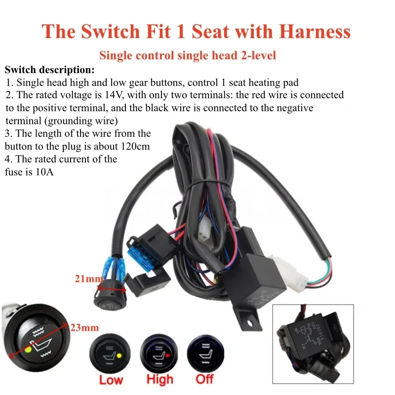 1 قطعة استبدال أجزاء العالمي 12 فولت المدمج في مقعد السيارة سخان التحكم التبديل نظام زر التبديل لمقعد واحد #5