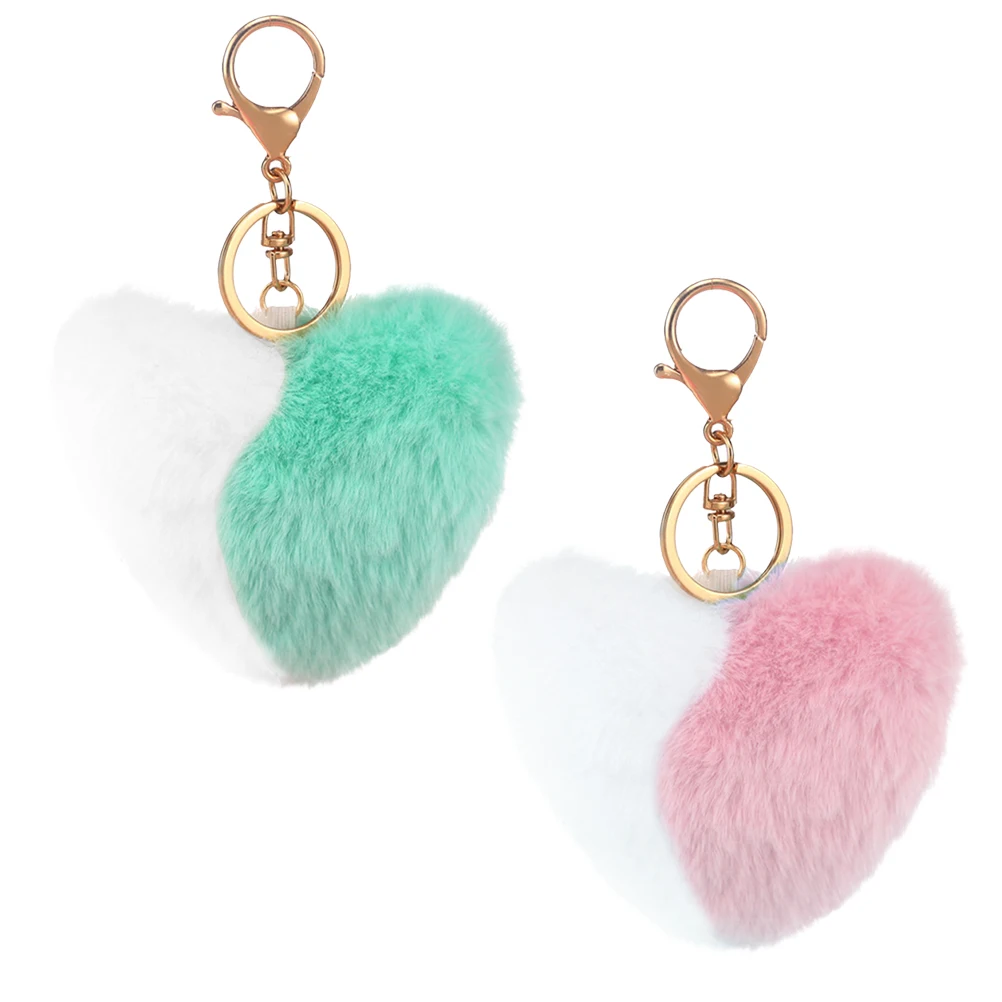 

2Pcs Heart Key Chain Ball Pendant Key Chain Bag Hanging nament Car Accessory Alloy Decor Gift Stylish Design