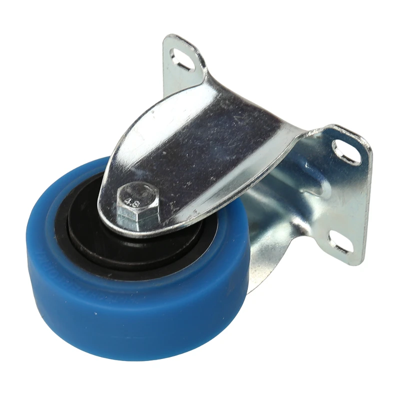 Rodízios de borracha macia de baixo perfil de 3 polegadas - Roda fixa de bala azul Mini design rígido silencioso para carrinhos