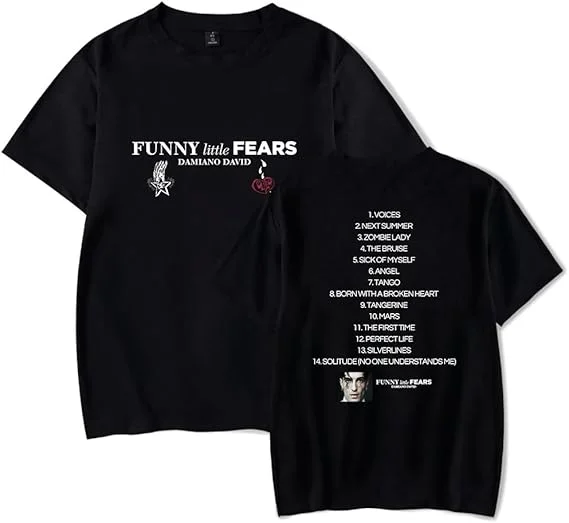 Damiano David Tshirt Funny Little Fears Album Merch T-Shirt Unisex Casual Short Sleeve Tops