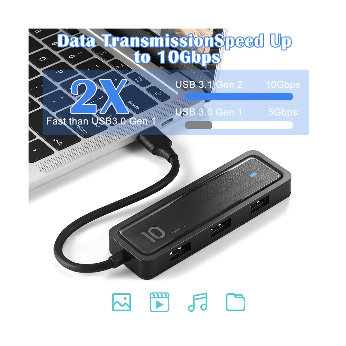 

Адаптер портативный 6 в 1, 10 Гбит/с Type-C на USB 3,2