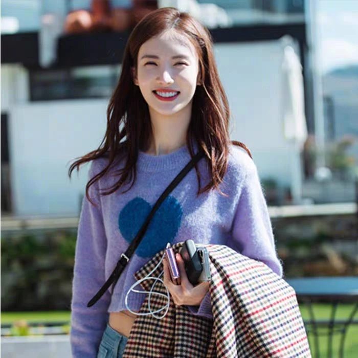 

Jin Chen Ju Jing Sweet Heart Knitted Sweater Women's ort Sve Long Sve round Ne Pullover Warm Spring Faion