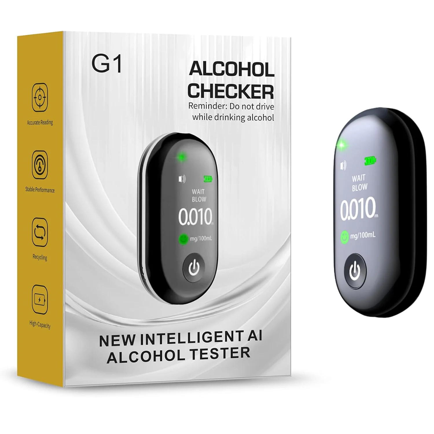 NEW Portable Alcohol Tester Professional Breathalyzer With LCD Display USB Rechargeable Electronic Digital Breath Alcohol Tester