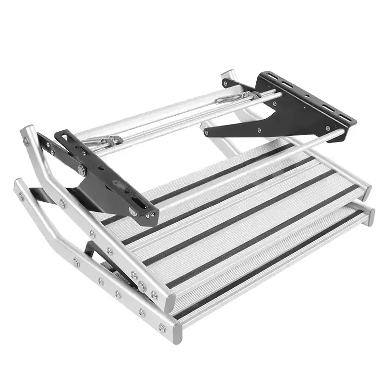 Type C RV single-layer manual step, non-slip aluminum alloy pedal with LED  , manual shrinkage  1pcs