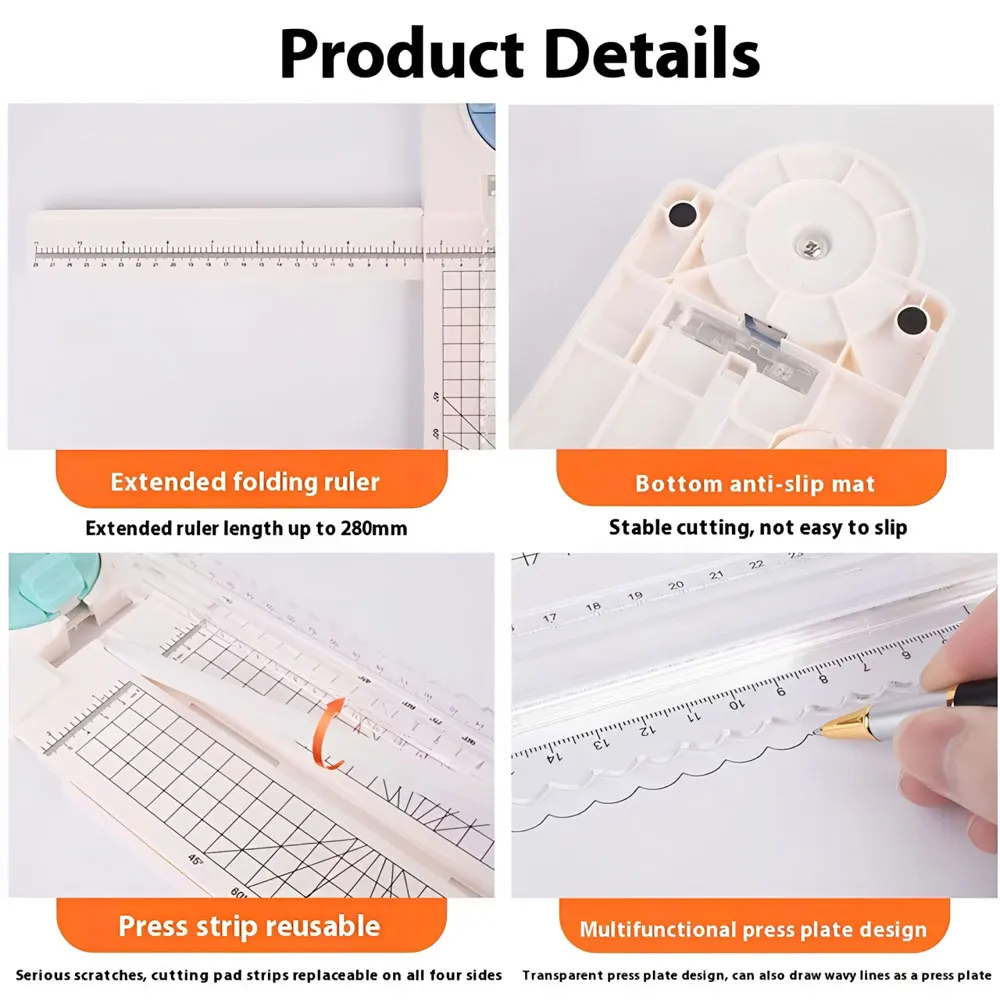 قطعة واحدة من قطع الورق الكبير 4 في 1، قاطعة الورق متعددة الوظائف، مناسبة للمكتب اليومي وصناعة يدوية.