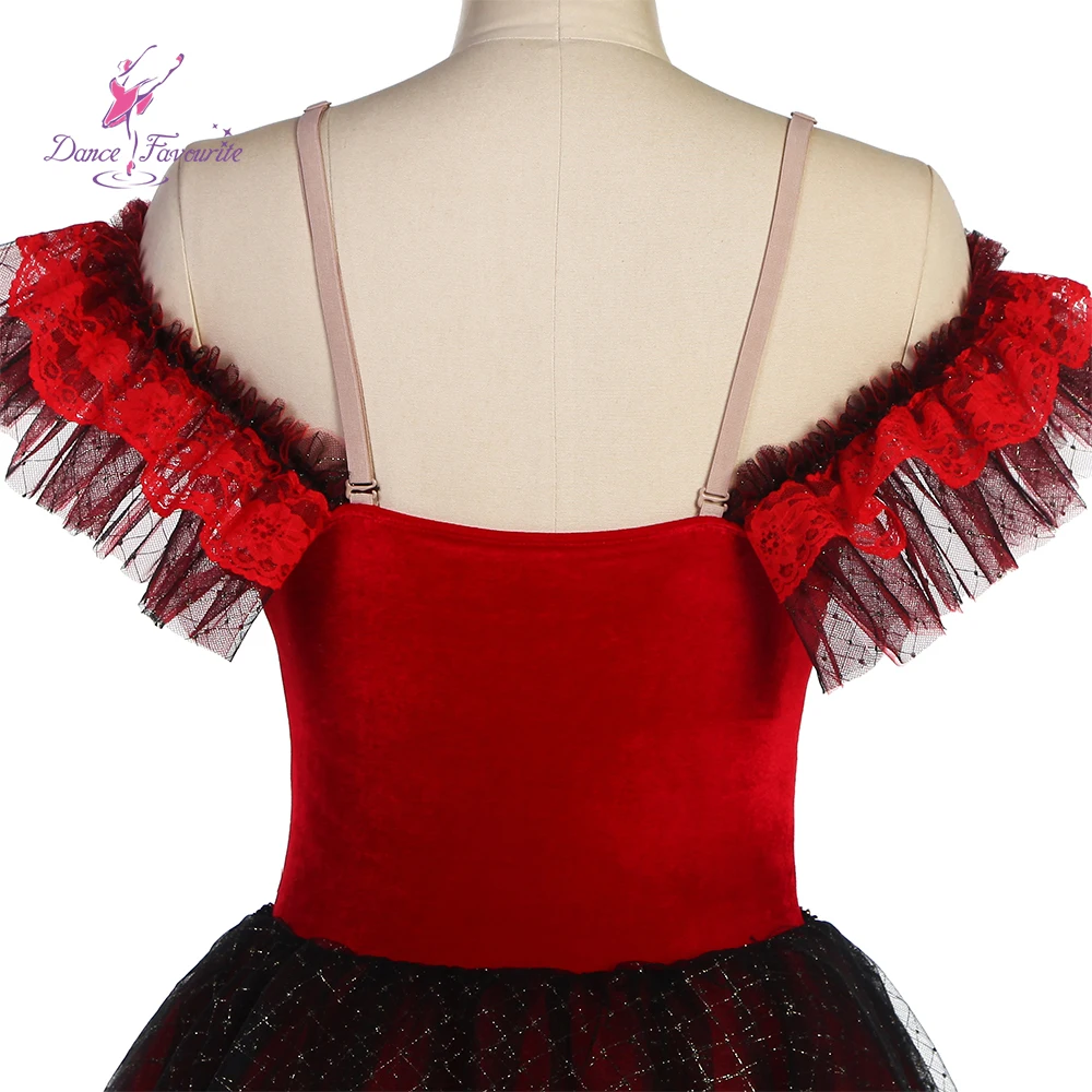 Dança favorita ballet tutus 23086 corpete de veludo vermelho vermelho & preto cor tule ballet tutu palco performacne ballet tutus