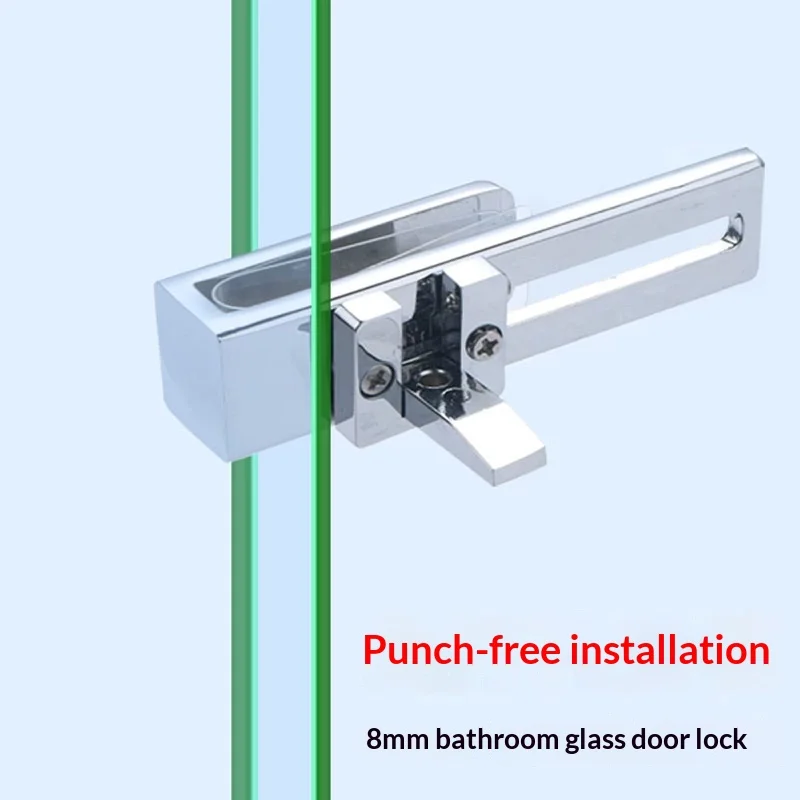 Black Bathroom Shower Room Partition Sliding Door Lock No Drilling Required Double Door Glass Slide Door Lock For Bathrooms