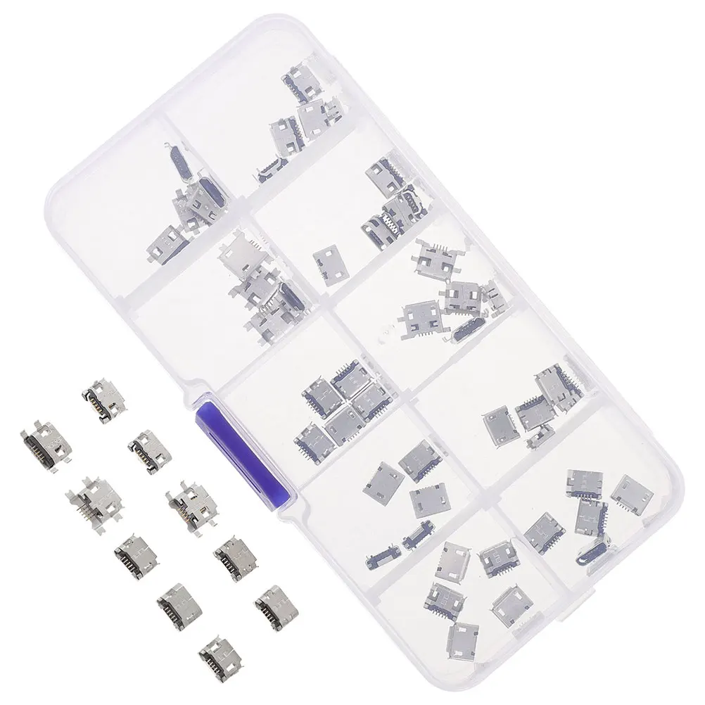 

100Pcs USB Socket Female Connector 5-Pin Micro USB Port for Electronic Repair Charging Data Transfer Adapter Connector Port