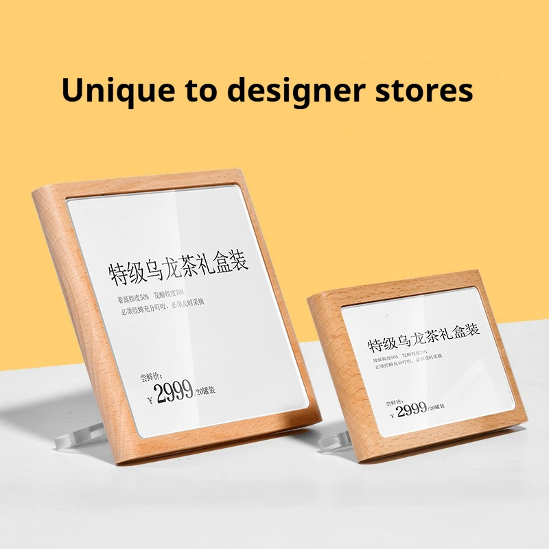 Premium Solid Wood Table Sign Holder Elegant Price Display Name Tag Stand for Showcase and Merchandising Photocard Holder