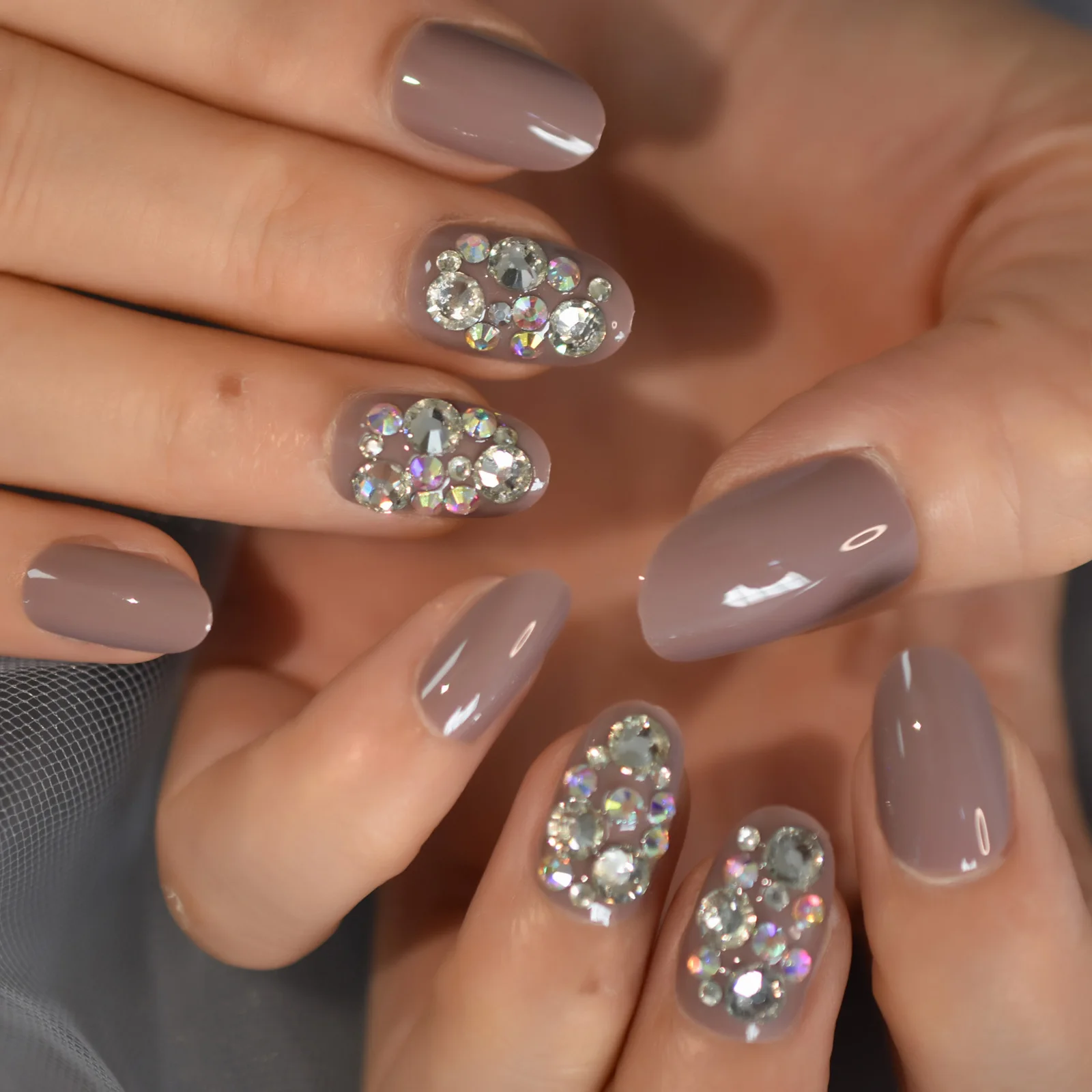 Cristal diamante gemas decoração imprensa em unhas falsas brilhante uv cobertura completa oval falso prego salão manicure uso diário dicas