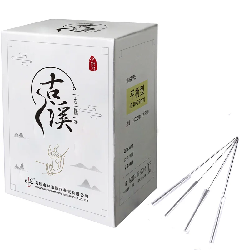 

100 Pcs High-strength Bladed Needles Aluminum Handle Acupotomy Therapy Micro Knife Acupuncture Needles Independent Tube