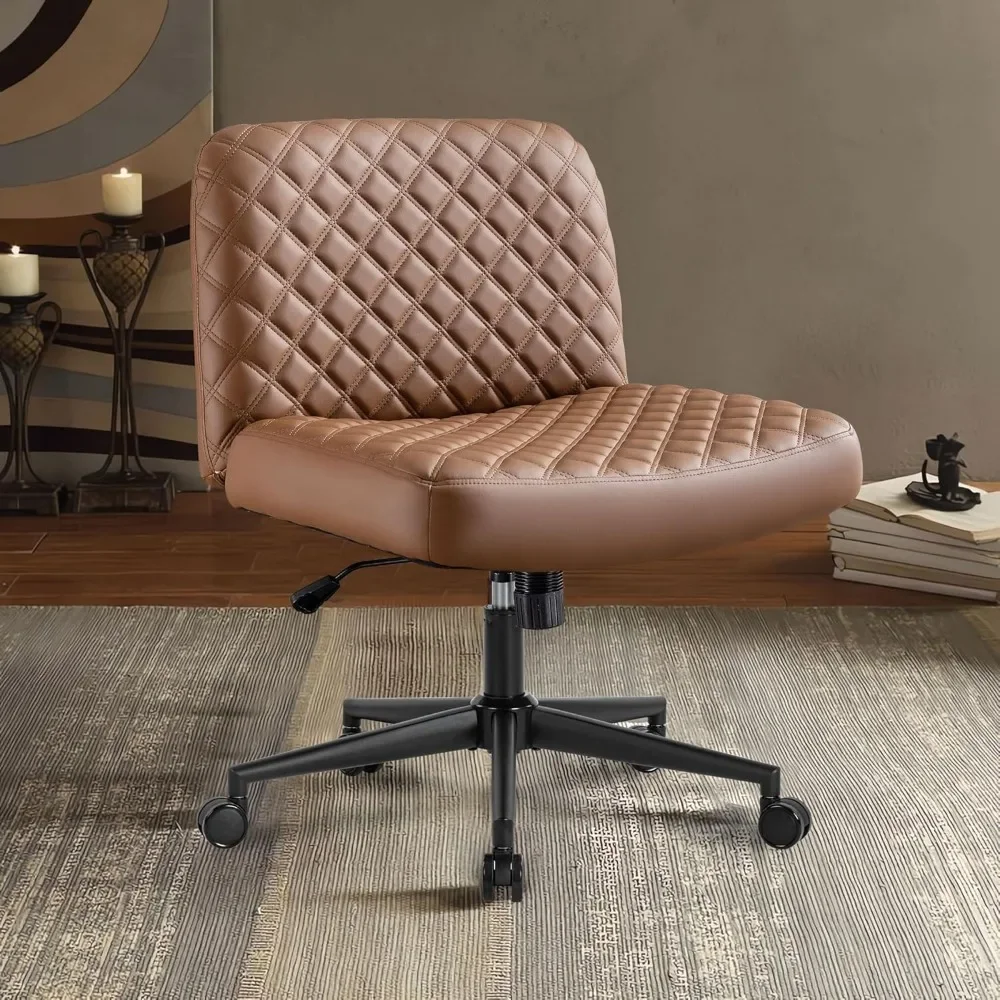 

Criss Cross Office Desk Chair,Armless Fabric Modern Home Office Chair with Wheels, 120° Rocking Wide Seat Computer Task Chair