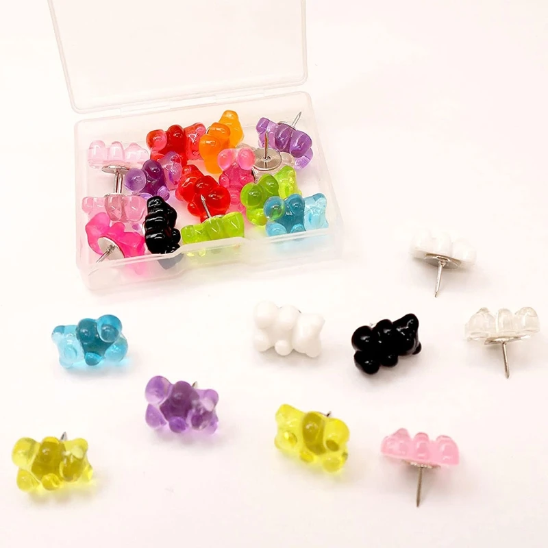 Imagem -04 - Kawaii Bear Thumb Tacks Thumbnails Pushpins Alfinetes Decorativos para Fotos Mapas de Parede Quadro de Avisos Quadros de 20 Peças