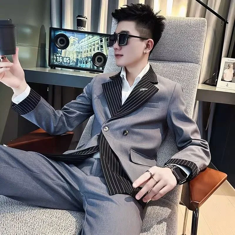 99 Fake two-piece suit jacket personality fashion British style new style trendy men's wear small suit