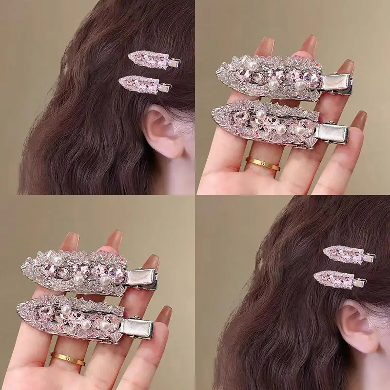 

[BOLD]Crystal Seamless Hairpin Versatile Duckbill Clip Light Luxury Temperament Side Side Clip Bangs Clip Broken Hair Clip