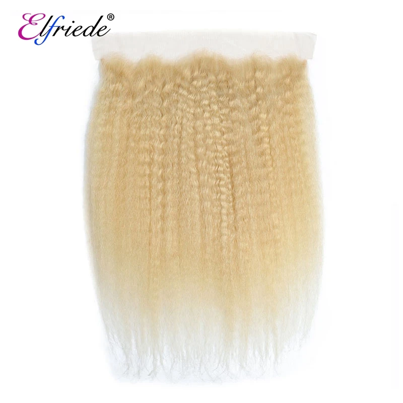 Elfriede-Mèches brésiliennes crépues et lisses, tissage de cheveux 613 naturels, blond # 100%, 13x4, lots de 3