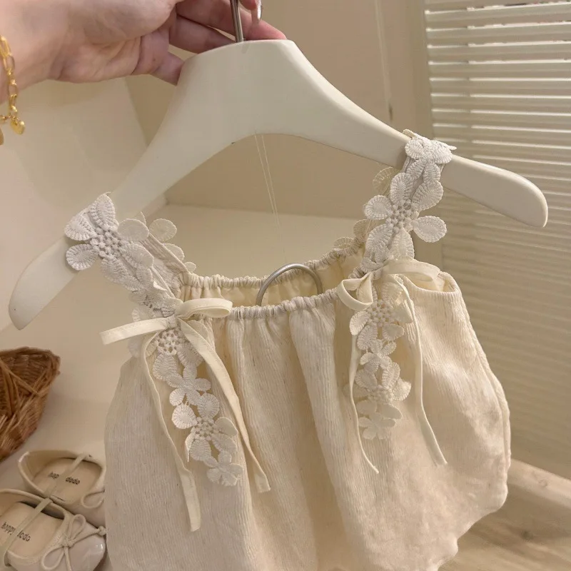 

2025 New Kids Baby Sweet Princess Dress Children's Trendy Casual Clothes Korean Style Summer Girls Flowers Sling Dress