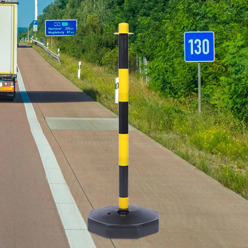 

2pcs Traffic Safety Post Parking Delineator Bollard Cones Warning Road Cone Poles Stanchion Pole Column Base Sign Barricade