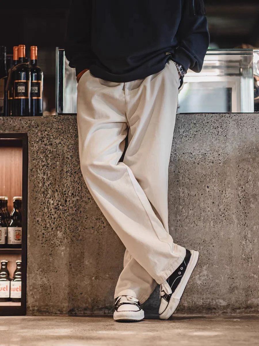 

Maden American Retro Cottonseed Loose Straight Casual Long Pants Spring Autumn Men's Jeans Comfortable Classic Style